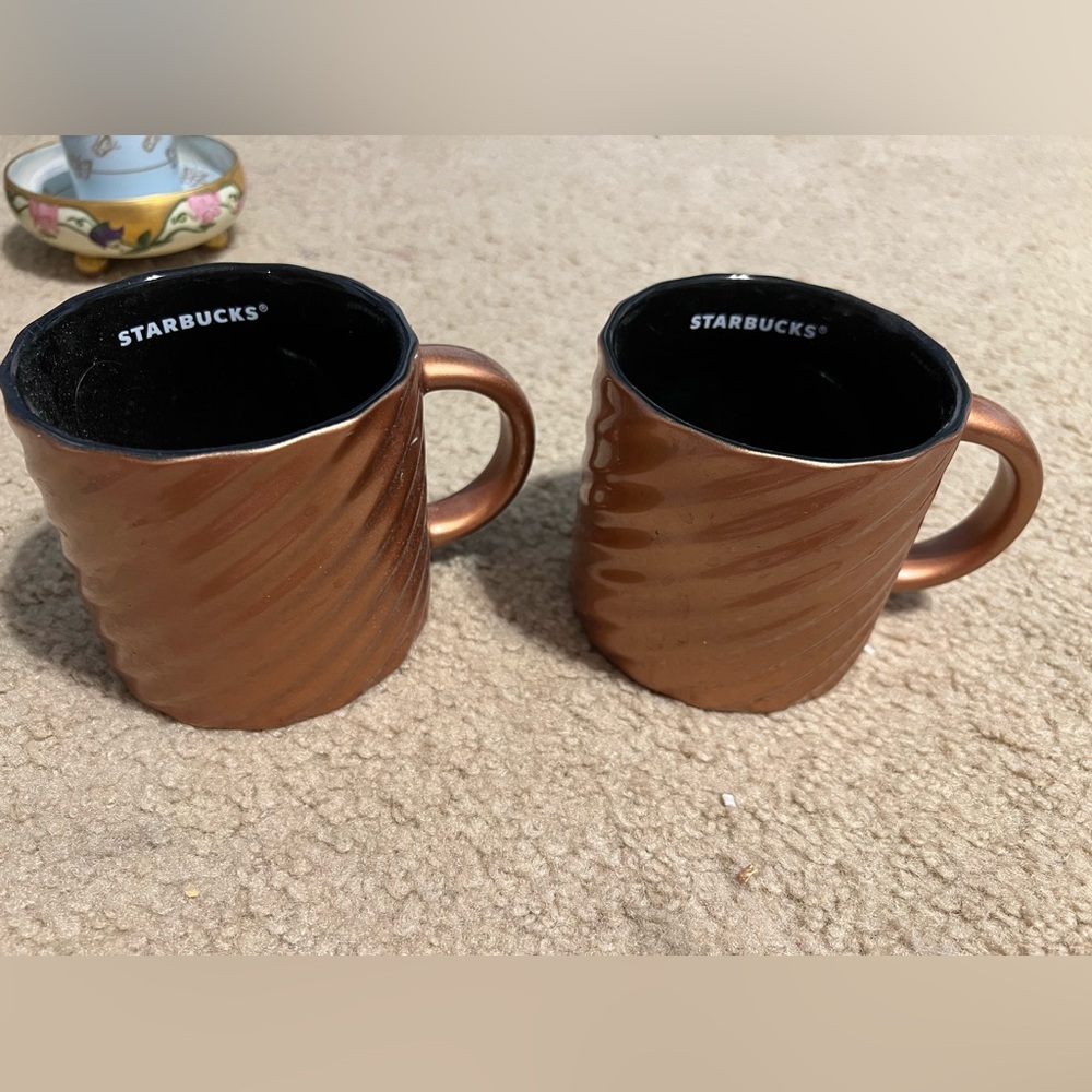 Lot of 2 copper 16 oz starbucks mugs